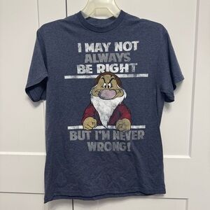 Disney Grumpy Men's T-Shirt Blue/Gray Color Size Large I MAY NOT ALWAYS BE RIGHT